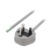 Kabel 3x1mm2 BS 1363 (G) vidlice,vodiče PVC 1m šedá 13A 250V