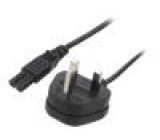 Kabel BS 1363 (G) vidlice,IEC C7 zásuvka PVC 1,8m černá 3A