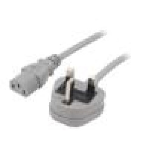 Kabel 3x1mm2 BS 1363 (G) vidlice,IEC C13 zásuvka PVC 3m šedá