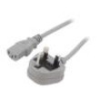 Kabel 3x1mm2 BS 1363 (G) vidlice,IEC C13 zásuvka PVC 5m šedá