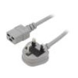 Kabel BS 1363 (G) vidlice,IEC C19 zásuvka PVC 1,5m šedá 13A