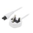 Kabel BS 1363 (G) vidlice,IEC C5 zásuvka PVC 5m bílá 3A 250V
