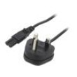 Kabel BS 1363 (G) vidlice,IEC C7 zásuvka PVC 5m černá 3A