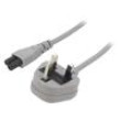Kabel BS 1363 (G) vidlice,IEC C5 zásuvka PVC 3m šedá 3A 250V