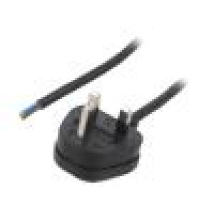 Kabel 3x1mm2 BS 1363 (G) vidlice,vodiče PVC 1m černá 13A
