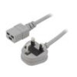 Kabel BS 1363 (G) vidlice,IEC C19 zásuvka PVC 2m šedá 13A