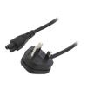 Kabel BS 1363 (G) vidlice,IEC C5 zásuvka PVC 5m černá 3A
