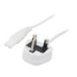 Kabel BS 1363 (G) vidlice,IEC C7 zásuvka PVC 5m bílá 3A 250V