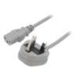 Kabel BS 1363 (G) vidlice,IEC C13 zásuvka PVC 1,5m šedá 3A
