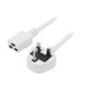 Kabel BS 1363 (G) vidlice,IEC C19 zásuvka PVC 1m bílá 13A