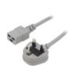 Kabel BS 1363 (G) vidlice,IEC C19 zásuvka PVC 5m šedá 13A