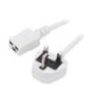 Kabel BS 1363 (G) vidlice,IEC C19 zásuvka PVC 1,5m bílá 13A