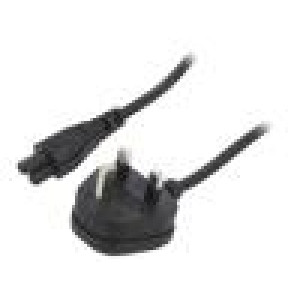 Kabel BS 1363 (G) vidlice,IEC C5 zásuvka PVC 3m černá 3A