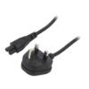 Kabel 3x0,75mm2 BS 1363 (G) vidlice,IEC C5 zásuvka PVC 3m