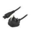 Kabel BS 1363 (G) vidlice,IEC C5 zásuvka PVC 1m černá 3A