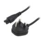 Kabel BS 1363 (G) vidlice,IEC C5 zásuvka PVC 1m černá 3A