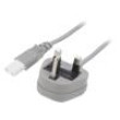 Kabel 2x0,75mm2 BS 1363 (G) vidlice,IEC C7 zásuvka PVC 1m