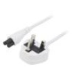 Kabel BS 1363 (G) vidlice,IEC C5 zásuvka PVC 1m bílá 3A 250V