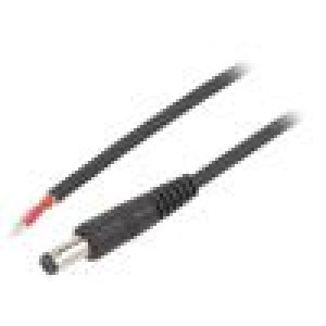 Kabel 1x1mm2 vodiče,DC 5,5/1,7 zástrčka přímý černá 1,5m