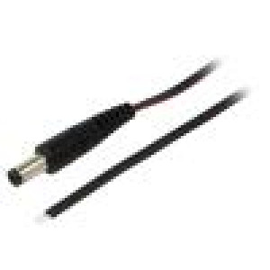 Kabel 2x0,35mm2 vodiče,DC 5,5/2,1 zástrčka přímý černá 0,5m