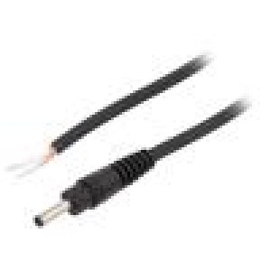 Kabel vodiče,DC 1,3/3,5 zástrčka přímý 0,75mm2 černá 1,5m