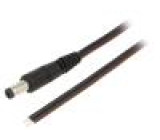 Kabel vodiče,DC 5,5/1,7 zástrčka přímý 0,75mm2 černá 0,5m