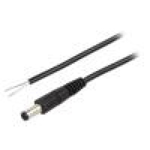 Kabel 1x0,5mm2 vodiče,DC 5,5/2,5 zástrčka přímý černá 1,5m