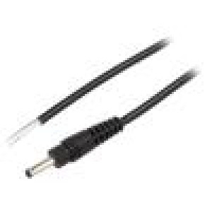 Kabel 1x0,5mm2 vodiče,DC 3,5/1,3 zástrčka přímý černá 0,5m