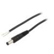 Kabel 1x0,5mm2 vodiče,DC 5,5/2,5 zástrčka přímý černá 0,5m