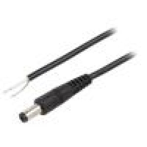 Kabel 1x0,5mm2 vodiče,DC 5,5/2,1 zástrčka úhlový černá 1,5m