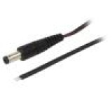 Kabel vodiče,DC 5,5/2,1 zástrčka přímý 0,35mm2 černá 1,5m