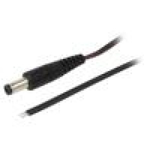 Kabel 2x0,35mm2 vodiče,DC 5,5/2,1 zástrčka přímý černá 1,5m