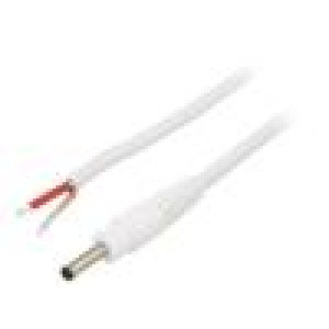 Kabel vodiče,DC 1,3/3,5 zástrčka přímý 1mm2 bílá 1,5m