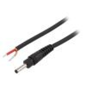 Kabel vodiče,DC 1,3/3,5 zástrčka přímý 1mm2 černá 0,5m