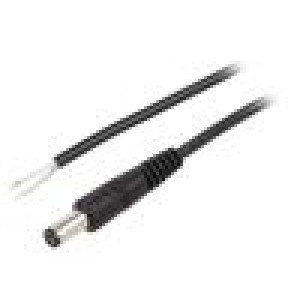 Kabel 1x0,5mm2 vodiče,DC 5,5/1,7 zástrčka přímý černá 1,5m