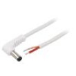 Kabel 1x1mm2 vodiče,DC 5,5/2,1 zástrčka úhlový bílá 0,5m