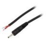 Kabel vodiče,DC 0,7/2,35 zástrčka přímý 1mm2 černá 0,5m