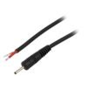 Kabel vodiče,DC 0,7/2,35 zástrčka přímý 1mm2 černá 0,5m