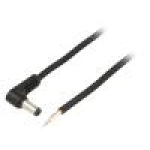 Kabel vodiče,DC 5,5/2,1 zástrčka úhlový 0,75mm2 černá 1,5m