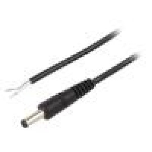 Kabel 1x0,5mm2 vodiče,DC 4,8/1,7 zástrčka přímý černá 0,5m