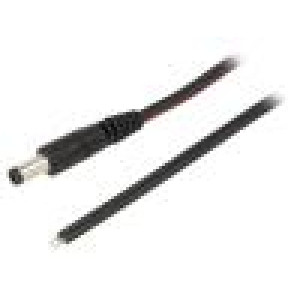 Kabel vodiče,DC 5,5/2,5 zástrčka přímý 0,75mm2 černá 1,5m