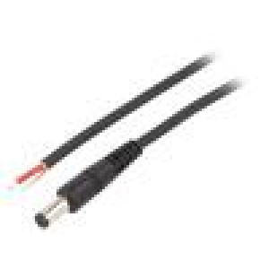 Kabel vodiče,DC 5,5/1,7 zástrčka přímý 1mm2 černá 0,5m