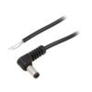 Kabel 1x0,5mm2 vodiče,DC 5,5/2,1 zástrčka přímý černá 0,5m