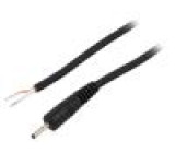 Kabel vodiče,DC 0,7/2,35 zástrčka přímý 0,75mm2 černá 1,5m