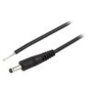 Kabel vodiče,DC 4,0/1,7 zástrčka přímý 0,5mm2 černá 0,5m