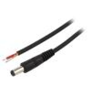 Kabel 1x1mm2 vodiče,DC 5,5/2,5 zástrčka přímý černá 1,5m