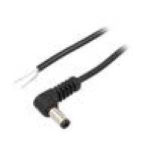 Kabel 1x0,5mm2 vodiče,DC 5,5/2,5 zástrčka úhlový černá 0,5m