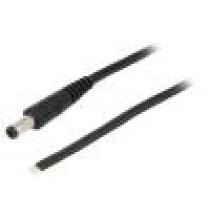 Kabel vodiče,DC 5,5/2,5 zástrčka přímý 0,5mm2 černá 1,5m