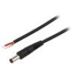 Kabel 1x1mm2 vodiče,DC 5,5/2,5 zástrčka přímý černá 0,5m