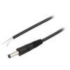 Kabel 1x0,5mm2 vodiče,DC 4,8/1,7 zástrčka přímý černá 1,5m